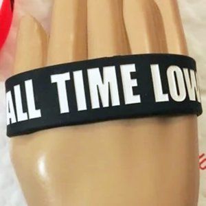 (1) ALL TIME LOW BAND WRISTBAND ACCESSORY BLACK WHITE BRACELET SILICONE 1" WIDE